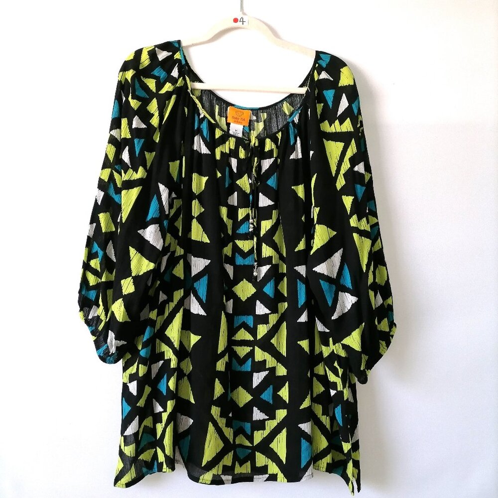 Ruby Rd. Womens Black Tie Round Neck Geometric Pr… - image 1